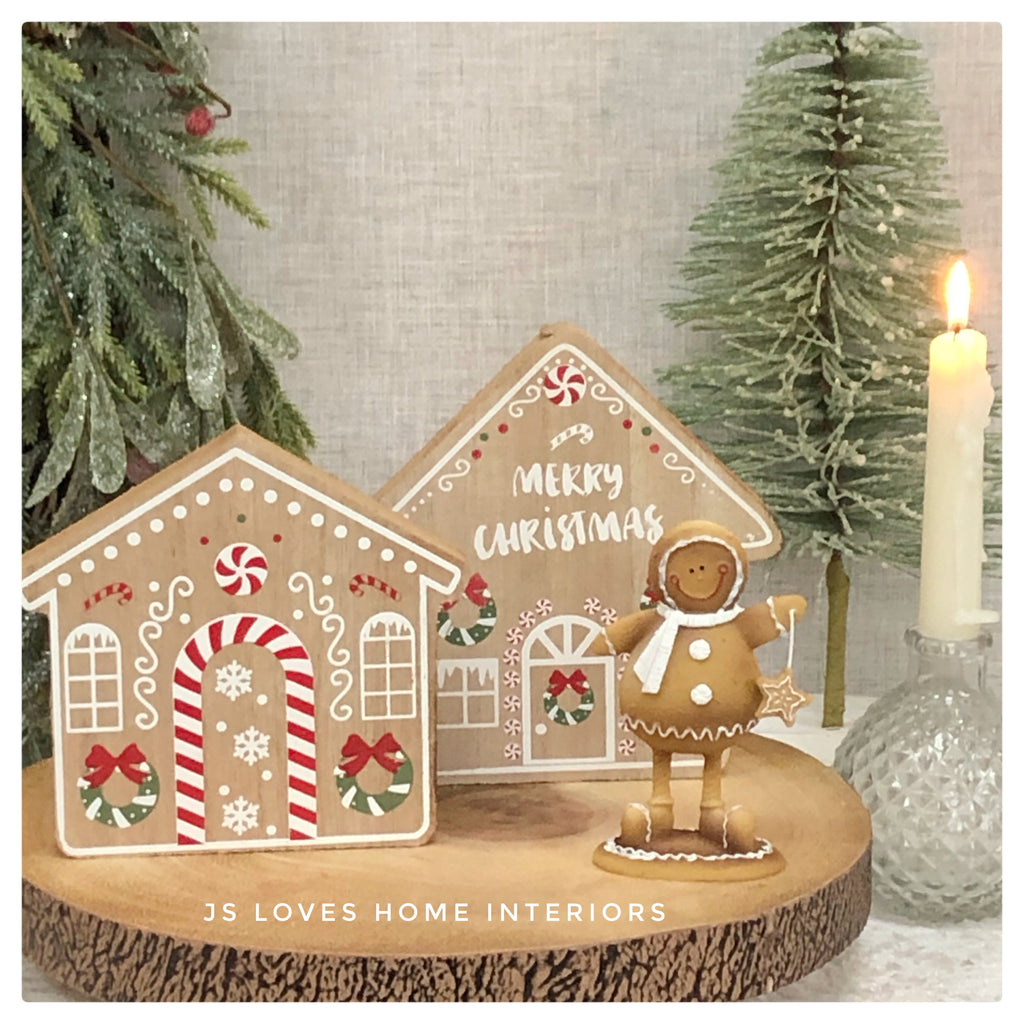 Wooden Gingerbread Houses set of 2