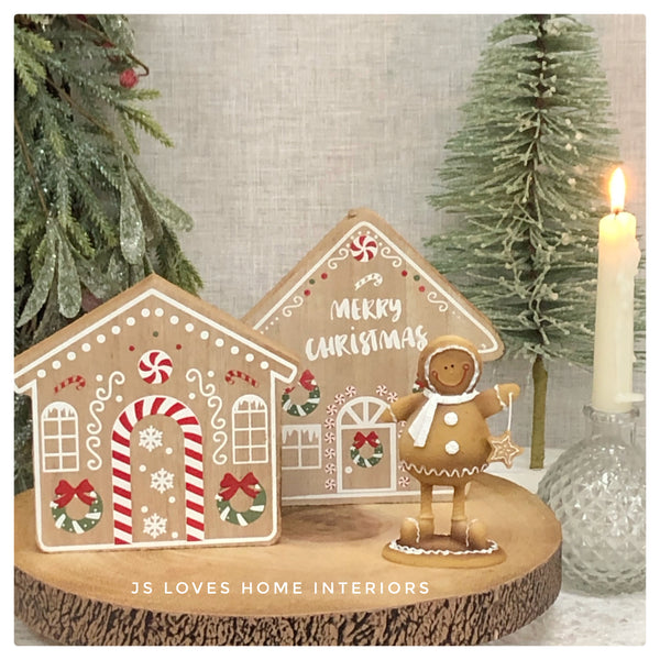 Wooden Gingerbread Houses set of 2