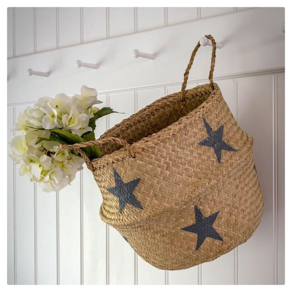 Seagrass Basket - Grey Stars