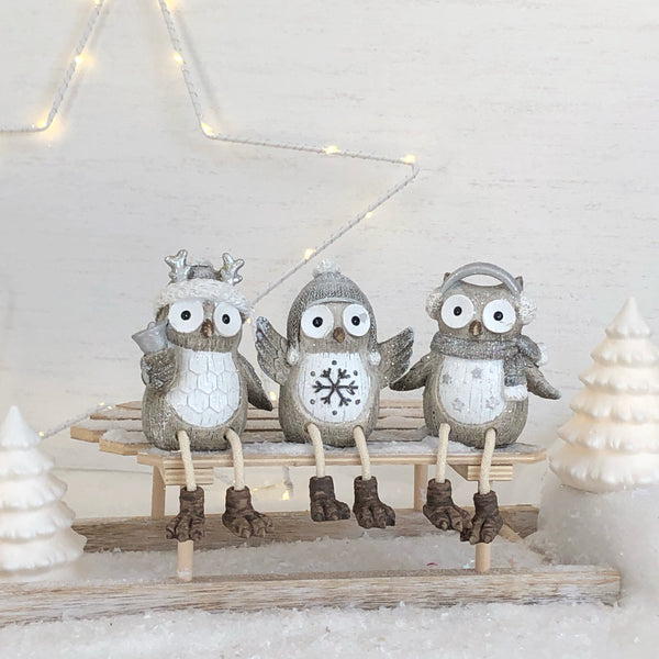 Set of 3 Sitting Owls