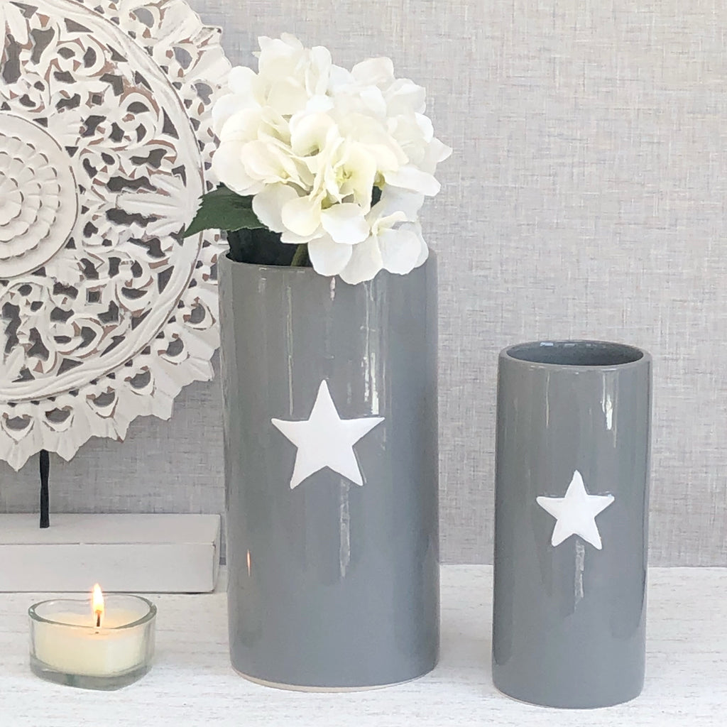 Set of 2 Grey Star vases