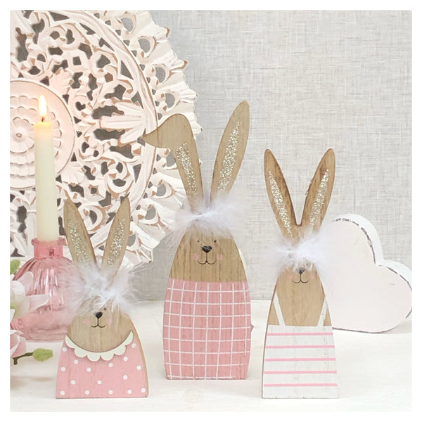 Set of 3 Pink Bunnies