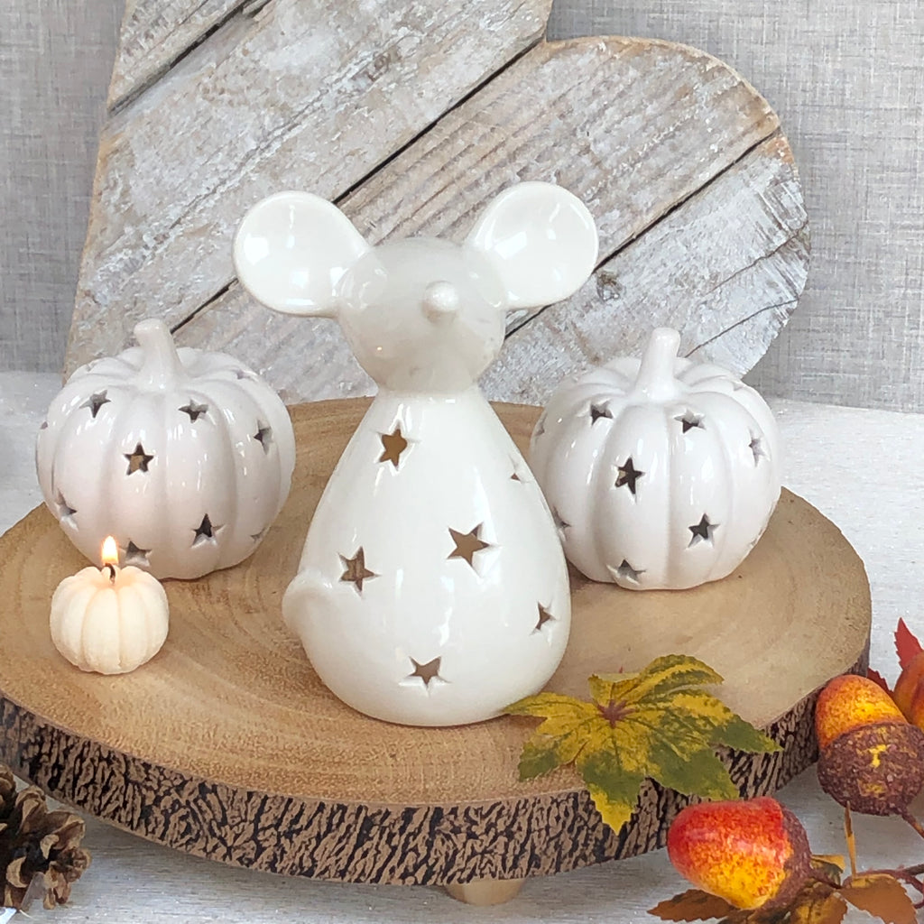 White Mouse Candle Holder