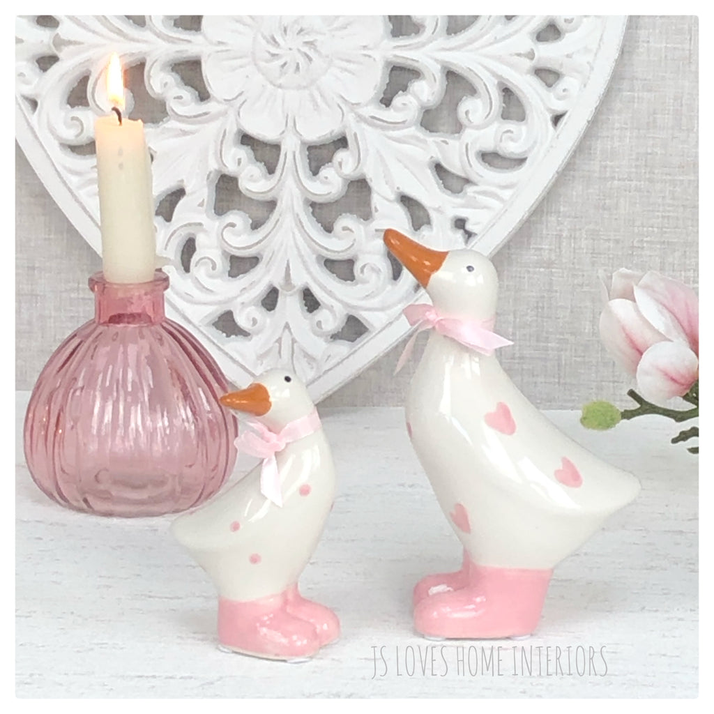 Ceramic polka dot duck- pink