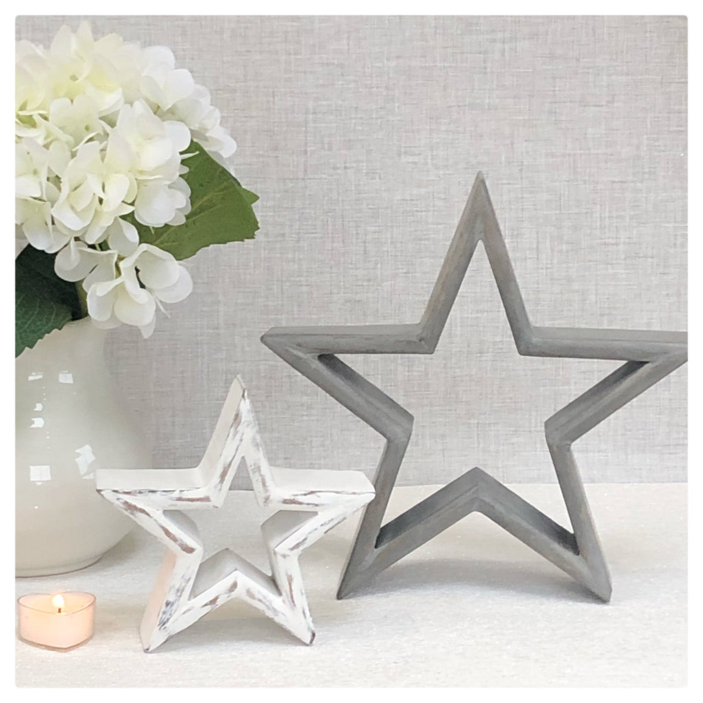 Grey With White Stars Set of 3 Suitcase for Storage Shelf Stacking