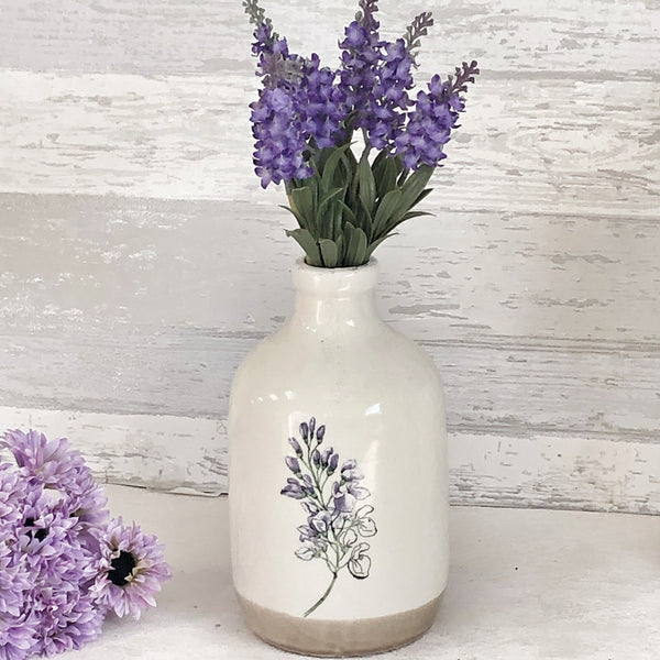 Cream Lavender Terra Vase