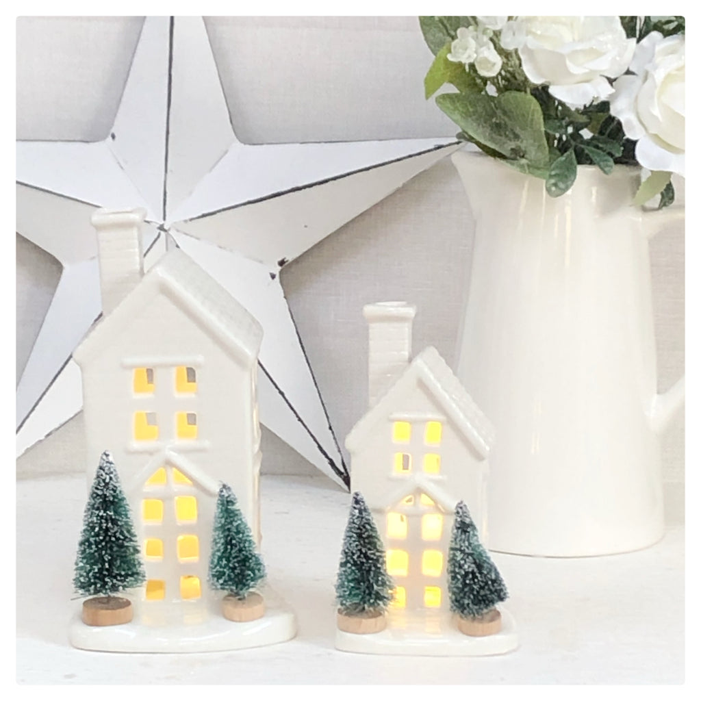 Light up houses with Christmas trees