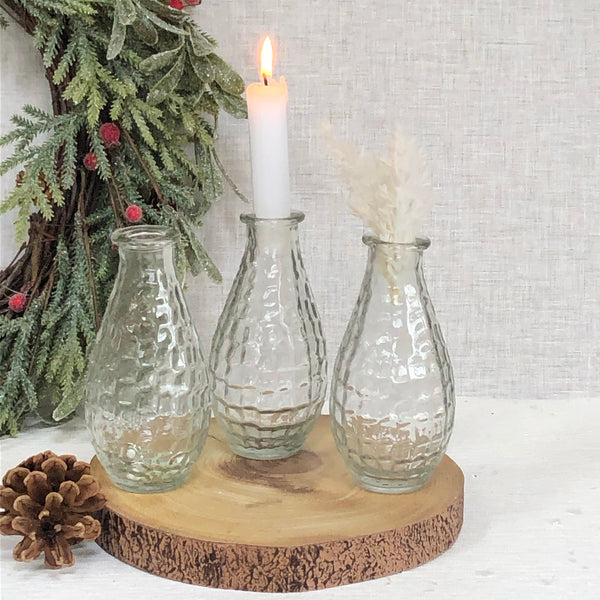 Set of three glass vases