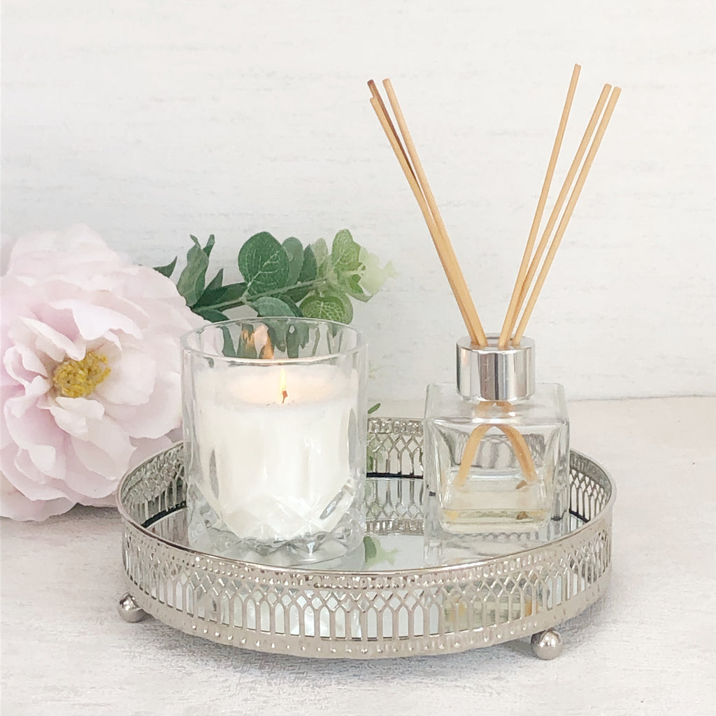 Silver Mirrored Candle Tray